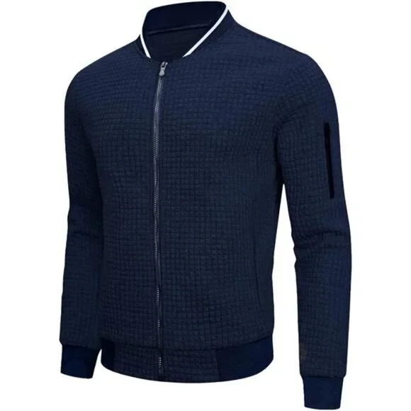 Mens Lightweight Jacket Casual Bomber Jacket Varsity Coat - Picture 3 of 7